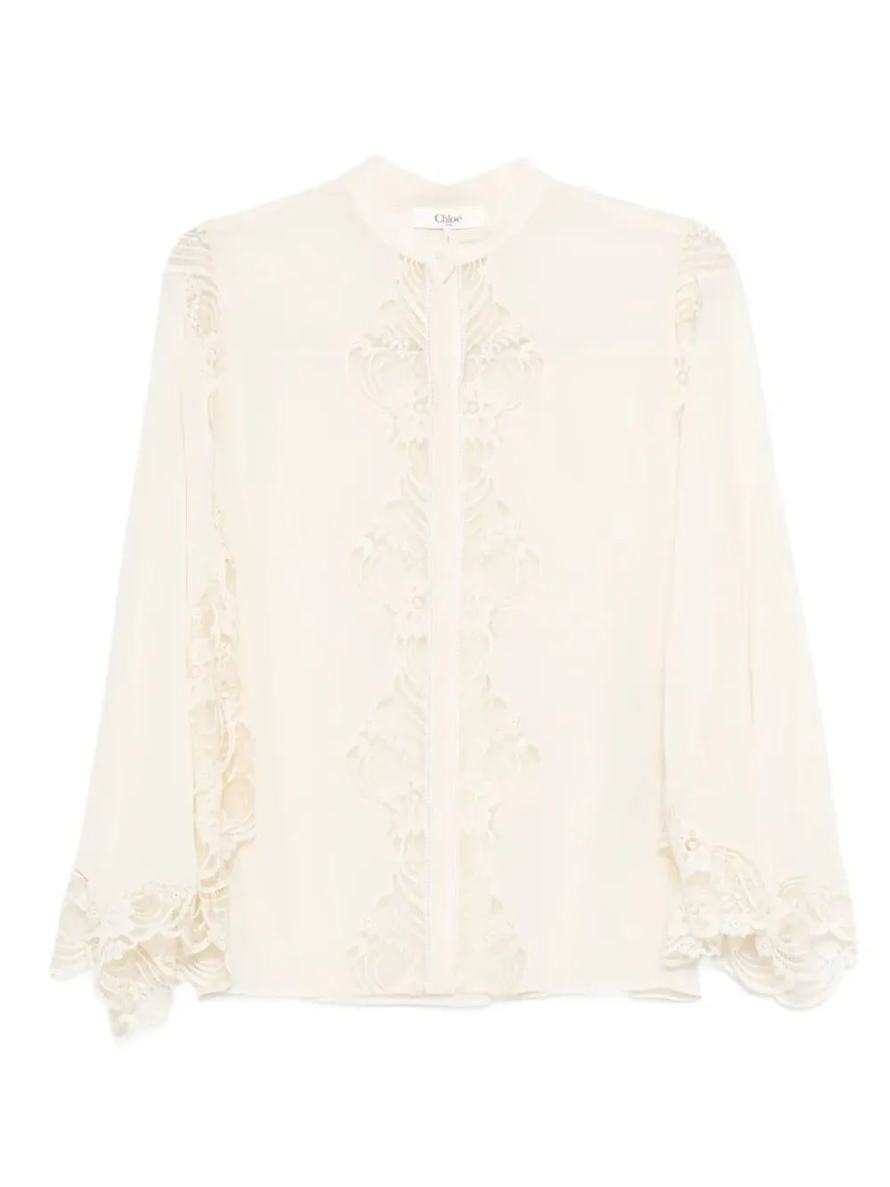 FLUID BLOUSE IN SILK GEORGETTE AND LACE sold by Lord & Taylor