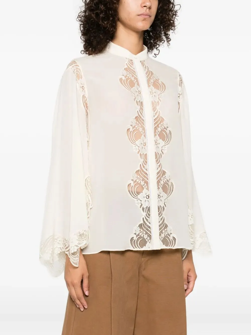 FLUID BLOUSE IN SILK GEORGETTE AND LACE sold by Lord & Taylor product image thumbnail 4