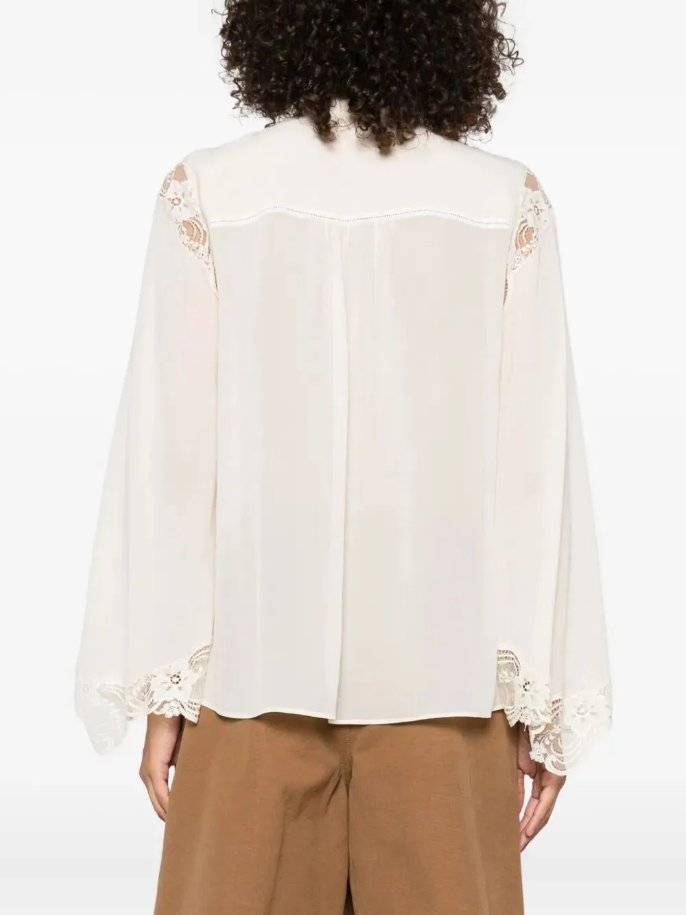FLUID BLOUSE IN SILK GEORGETTE AND LACE sold by Lord & Taylor product image thumbnail 3
