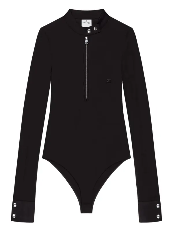 "BIKER" CREPE JERSEY ZIPPED BODYSUIT sold by Lord & Taylor