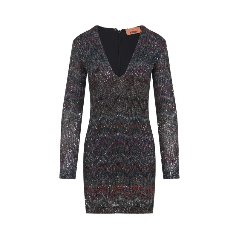 ZIGZAG KNIT SEQUINNED MINI DRESS sold by Lord & Taylor