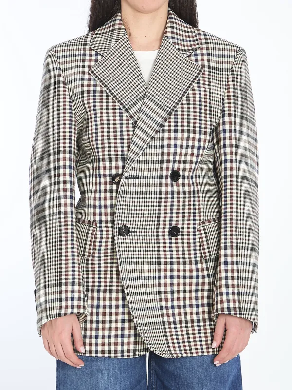 DOUBLE-BREASTED CHECK BLAZER sold by Lord & Taylor