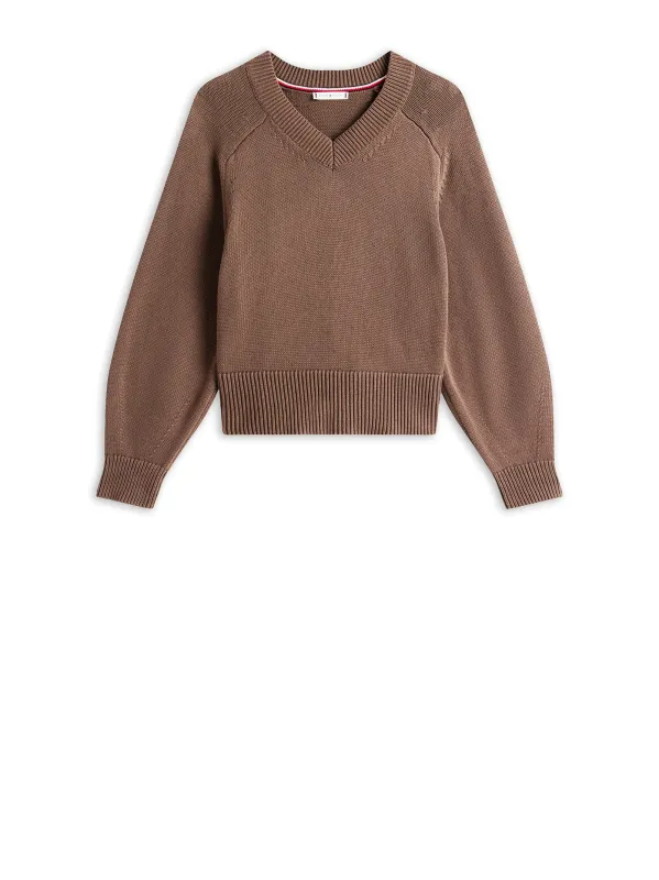 LONG-SLEEVED CHOCOLATE T-SHIRT WITH V-NECK. sold by Lord & Taylor