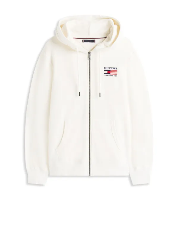 IVORY HOODIE WITH LOGO, FRONT ZIP CLOSURE sold by Lord & Taylor