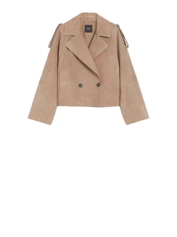 MAX MARA WEEKEND SHORT TRENCH COAT IN BROWN SUEDE sold by Lord & Taylor
