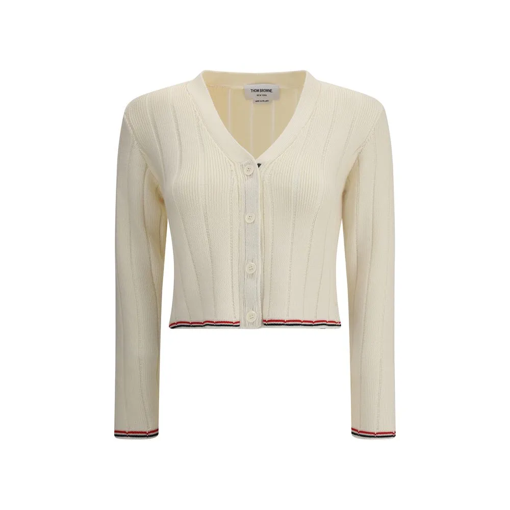 Ladder Full Needle Rib Stitch V Neck Car sold by Lord & Taylor