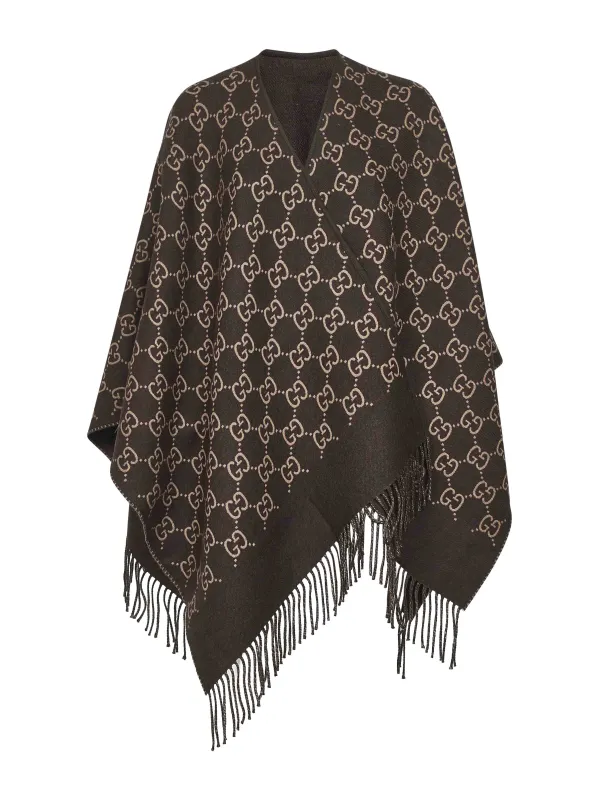 Brown GG Wool Jacquard Cape sold by Lord & Taylor