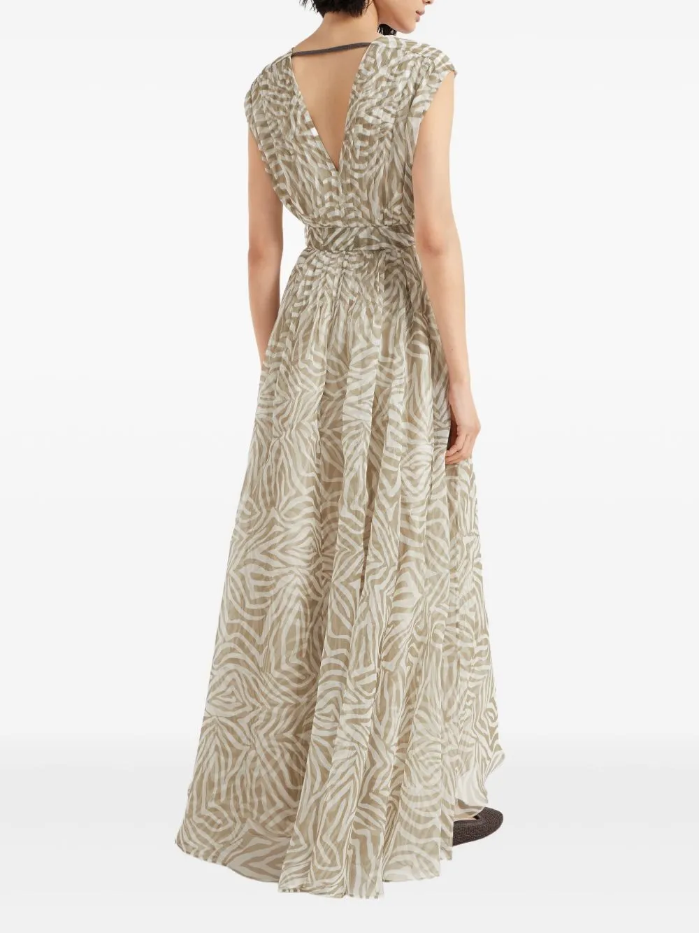 ETHNIC PRINT ORGANZA SILK LONG DRESS sold by Lord & Taylor product image thumbnail 5