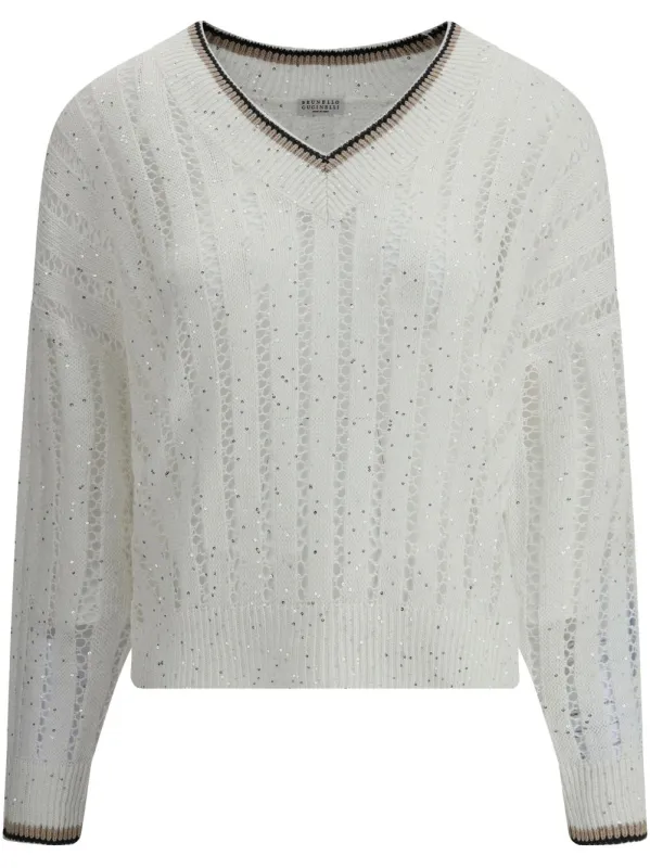 V NECK SWEATER WITH SHINY DETAILS sold by Lord & Taylor