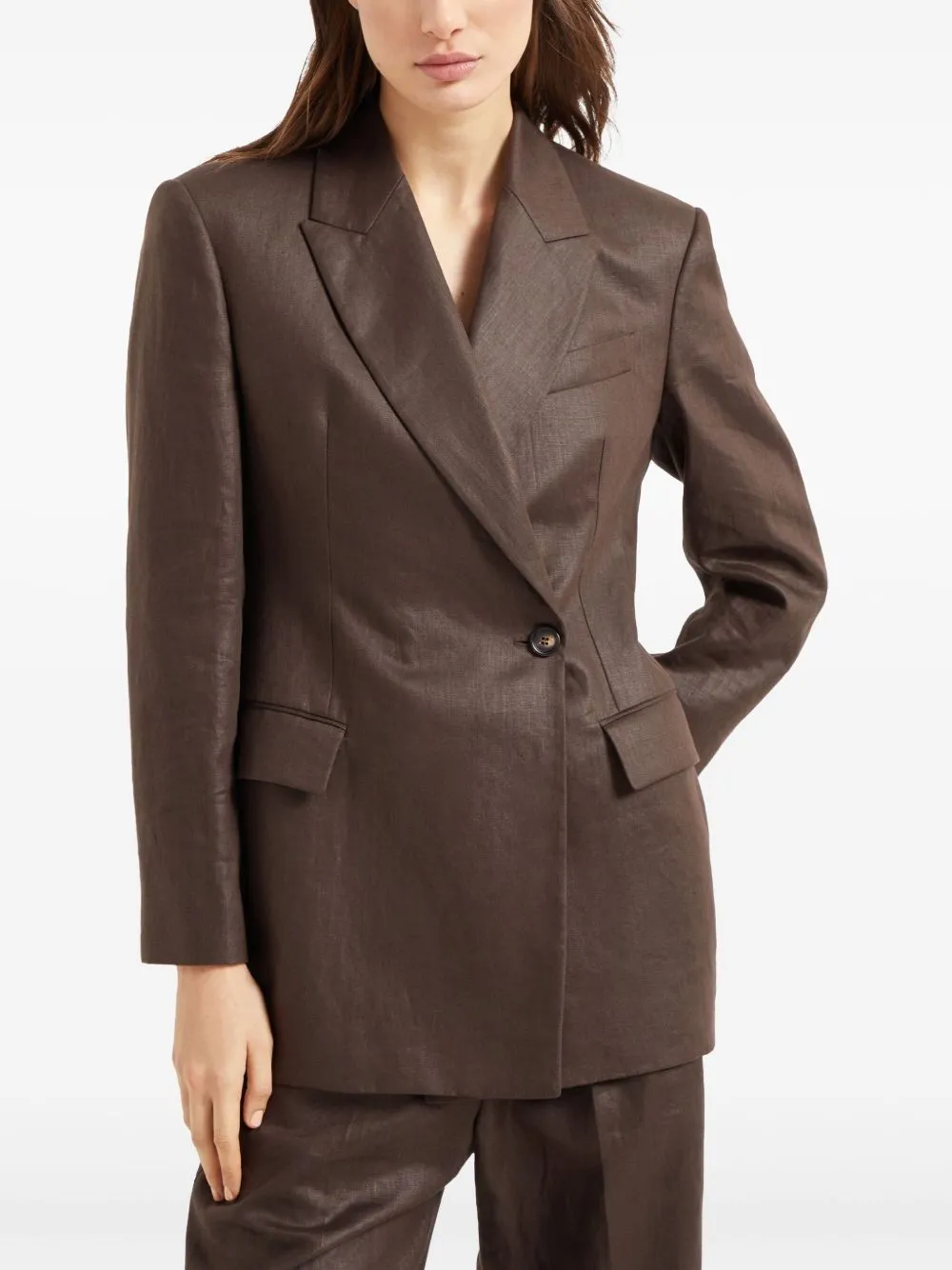 SHINY LINEN JACKET WITH SHINY DETAILS sold by Lord & Taylor product image thumbnail 3