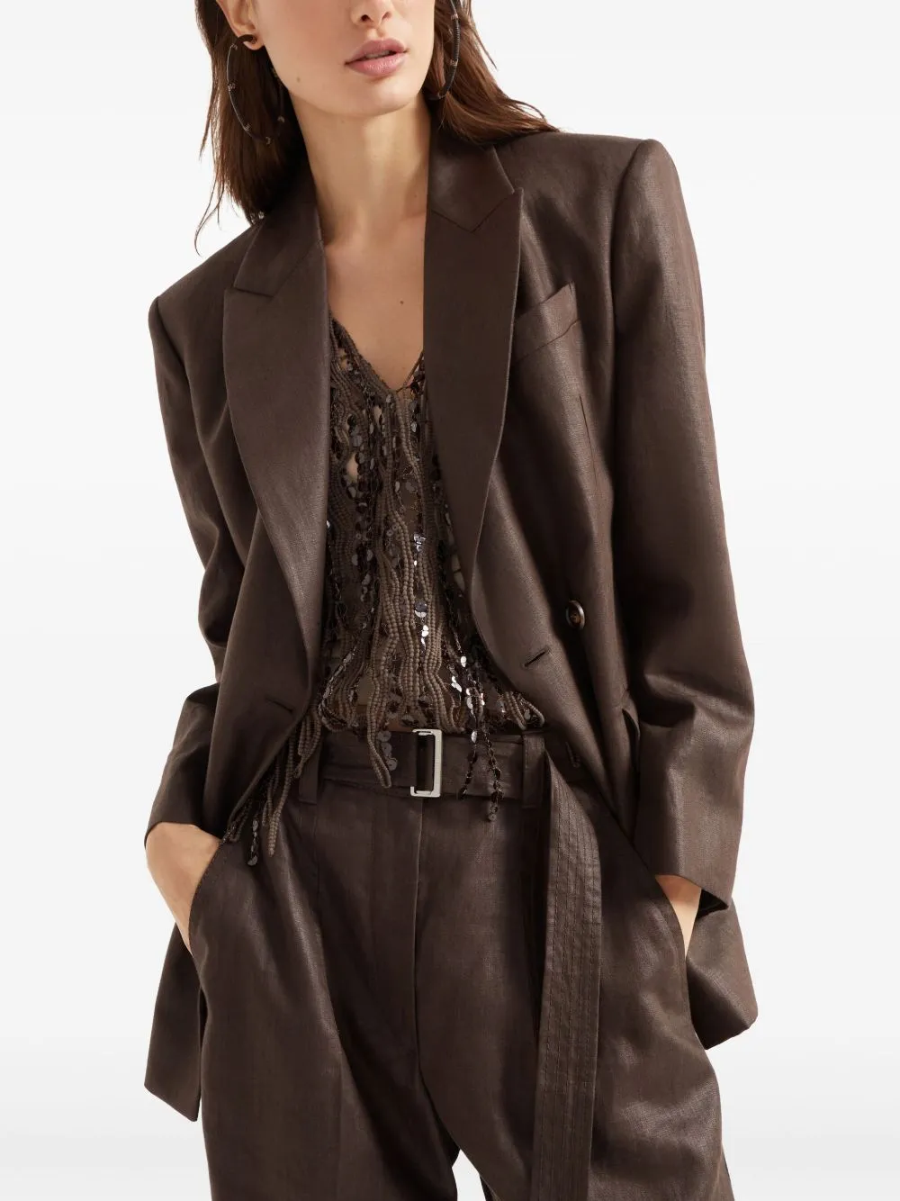 SHINY LINEN JACKET WITH SHINY DETAILS sold by Lord & Taylor product image thumbnail 2