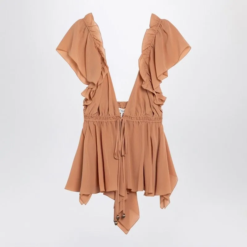 RUFFLED SILK TOP sold by Lord & Taylor