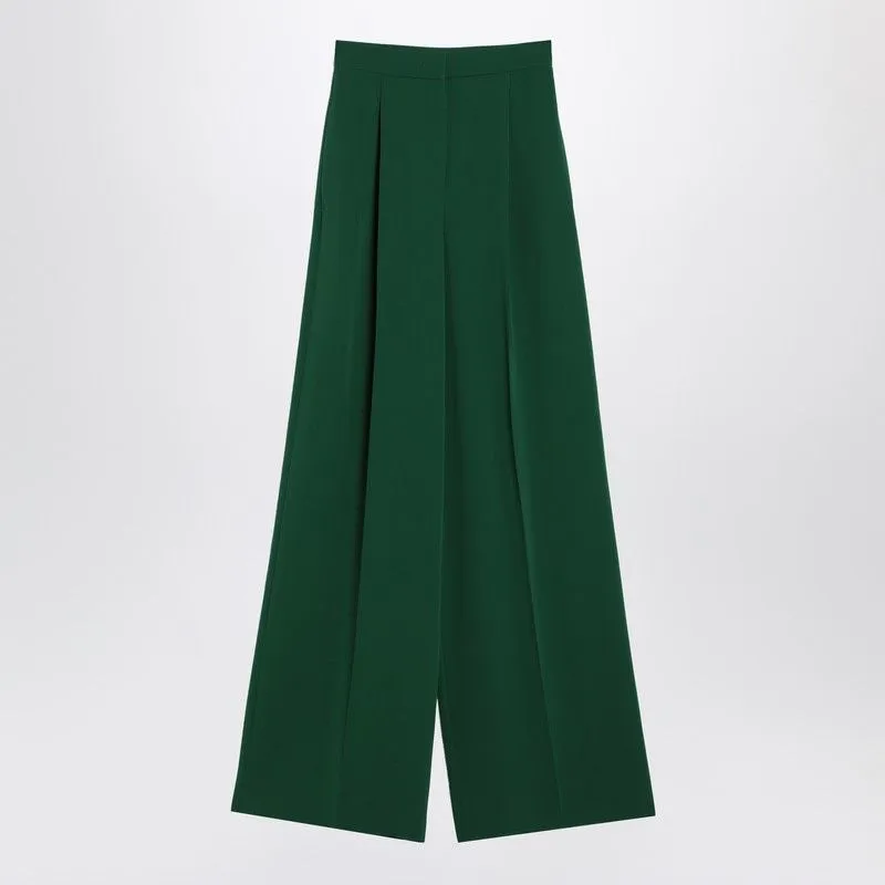 WIDE EMERALD GREEN CADY TROUSERS sold by Lord & Taylor