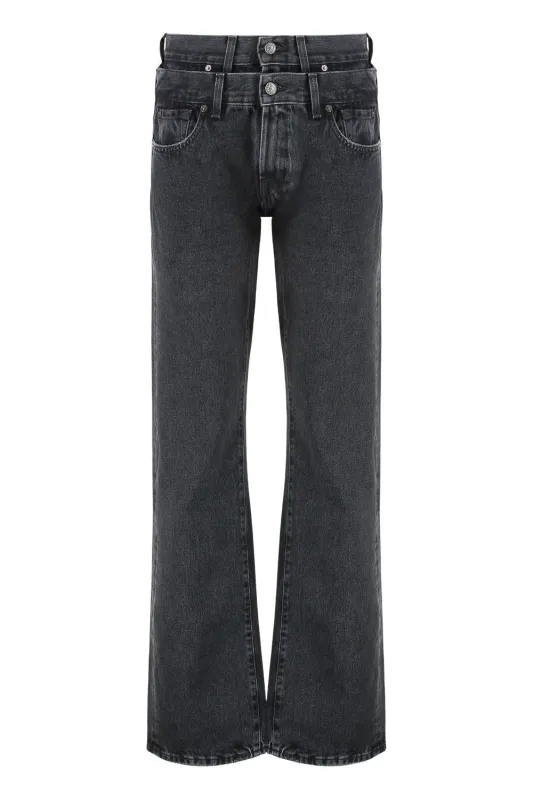 HUSTLE 5-POCKET STRAIGHT-LEG JEANS sold by Lord & Taylor