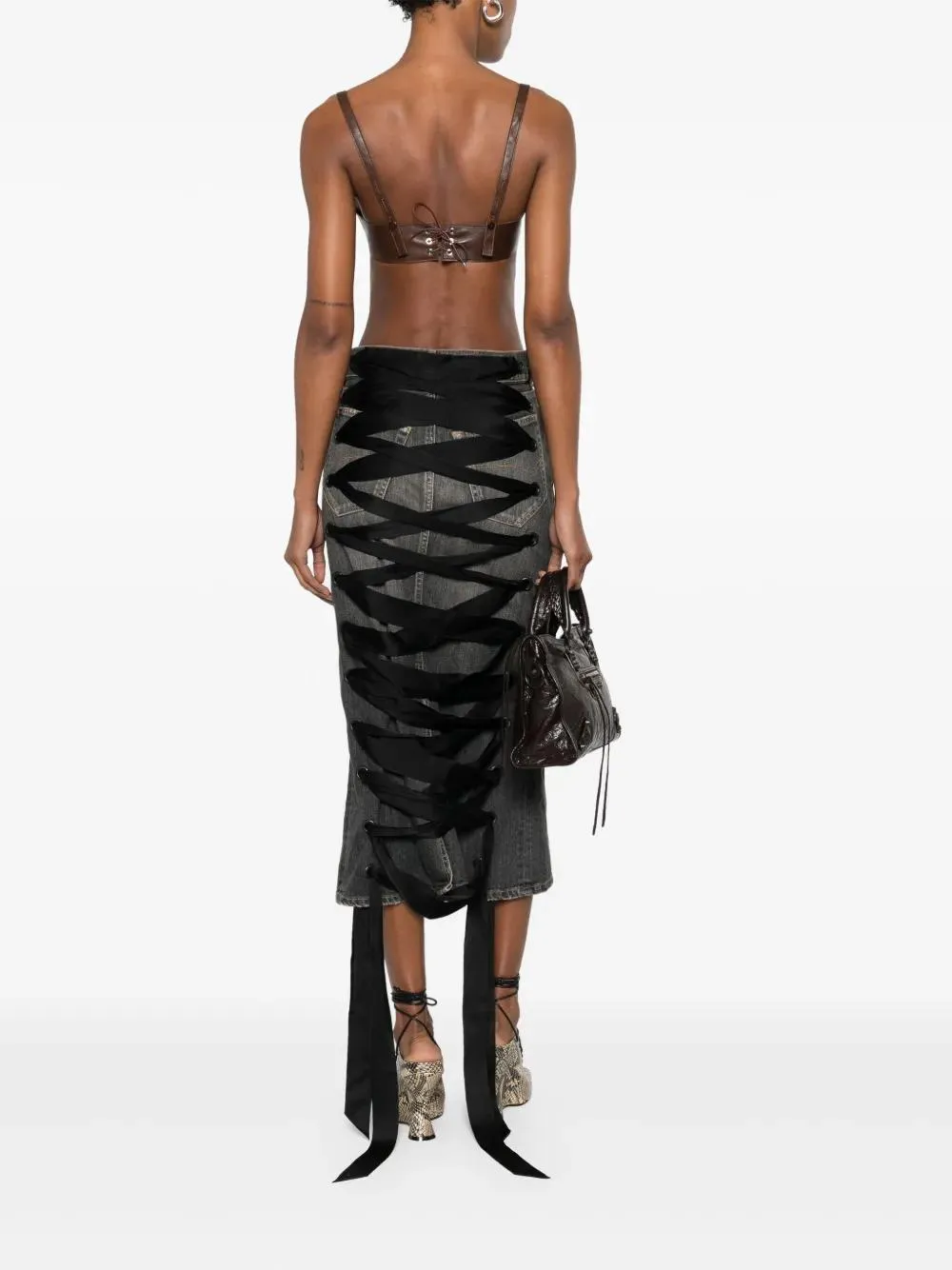 LACE-UP DENIM SKIRT sold by Lord & Taylor product image thumbnail 2