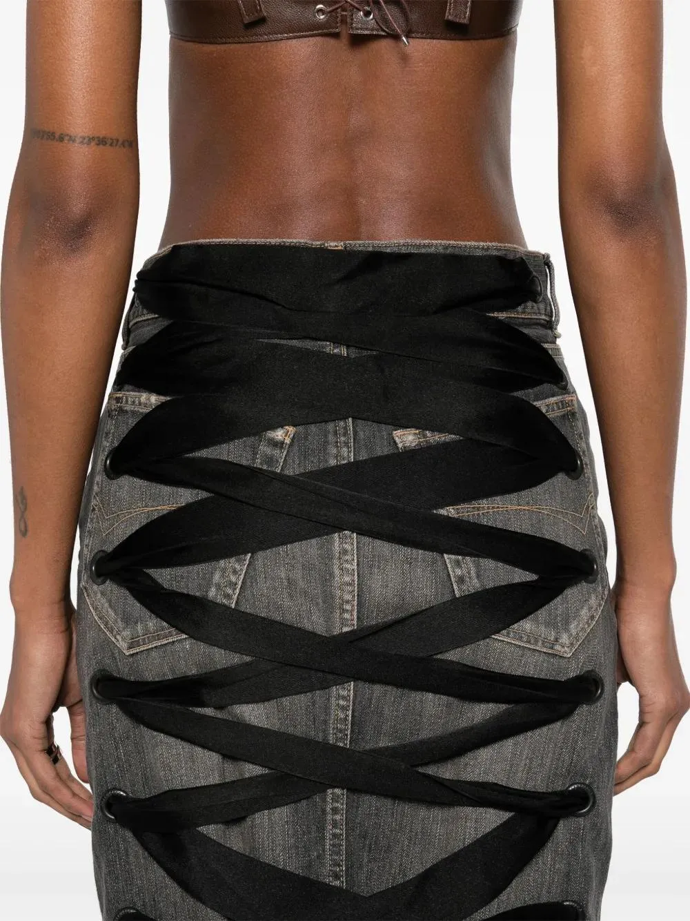 LACE-UP DENIM SKIRT sold by Lord & Taylor product image thumbnail 5