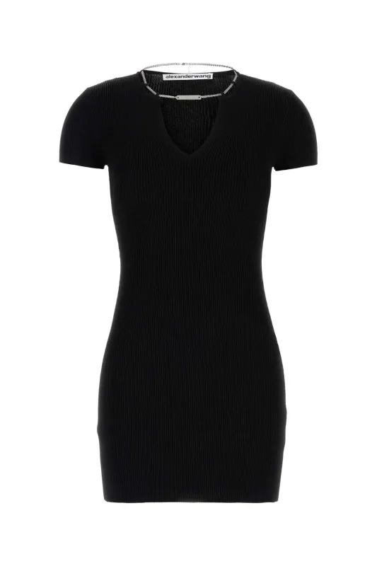 SS V-NECK DRESS WITH NAMEPLATE CHAIN made by Alexander Wang