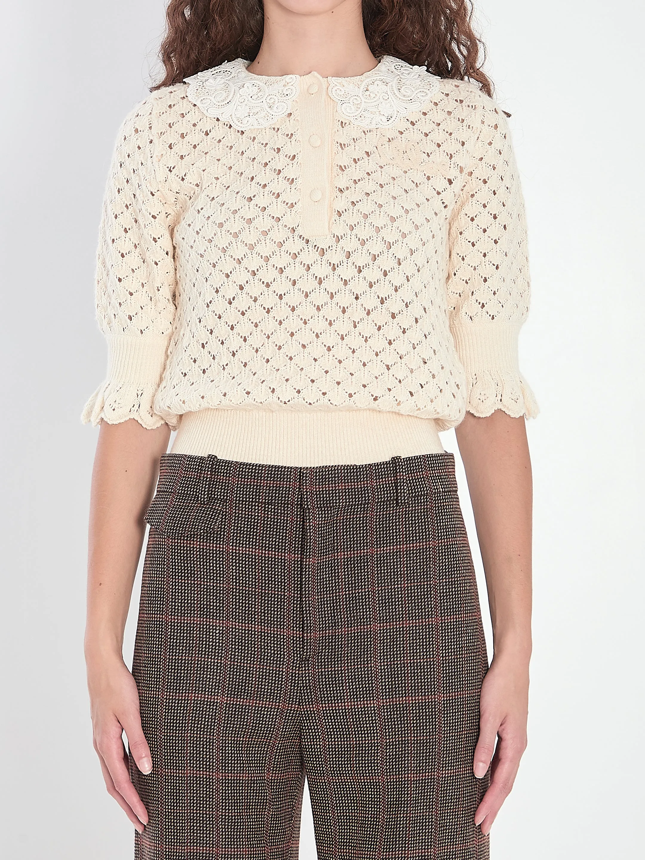 LACE-TRIMMED POLO SHIRT sold by Lord & Taylor