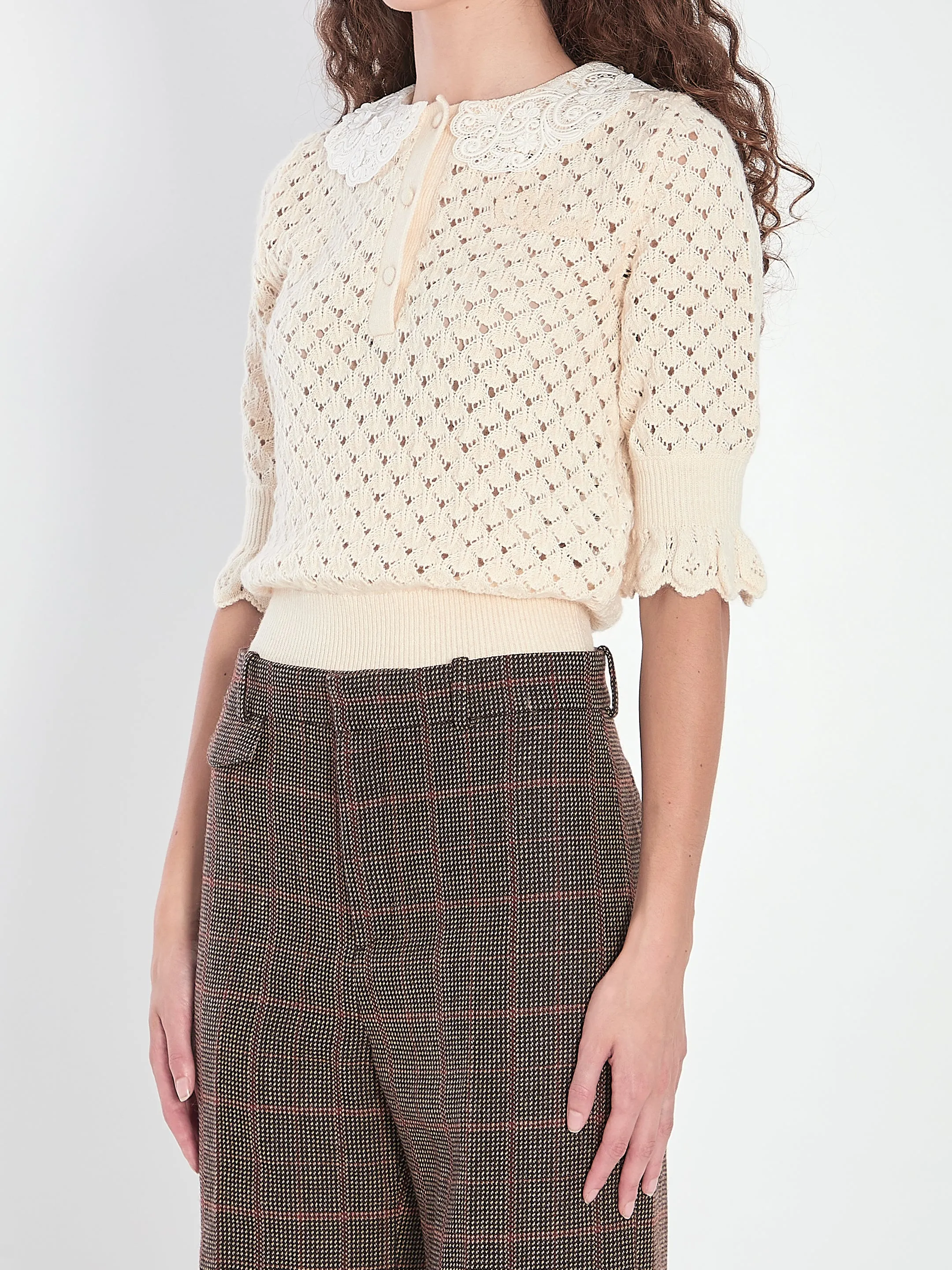 LACE-TRIMMED POLO SHIRT sold by Lord & Taylor product image thumbnail 2