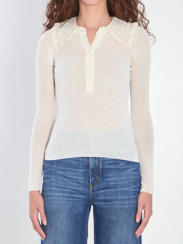 SHIRT WITH LACE COLLAR sold by Lord & Taylor