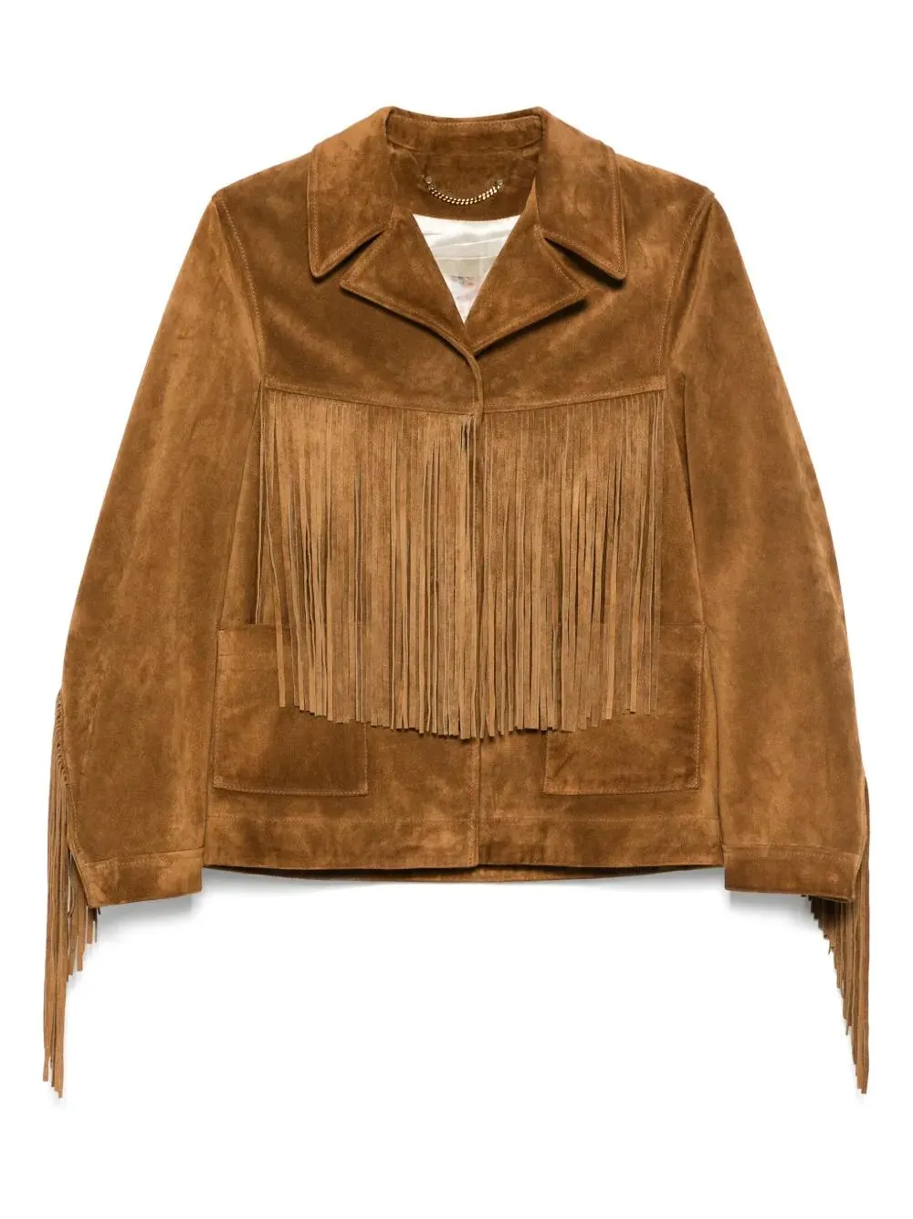 "JOURNEY W`S" JACKET WITH FRINGES IN WAXED CALF LEATHER sold by Lord & Taylor