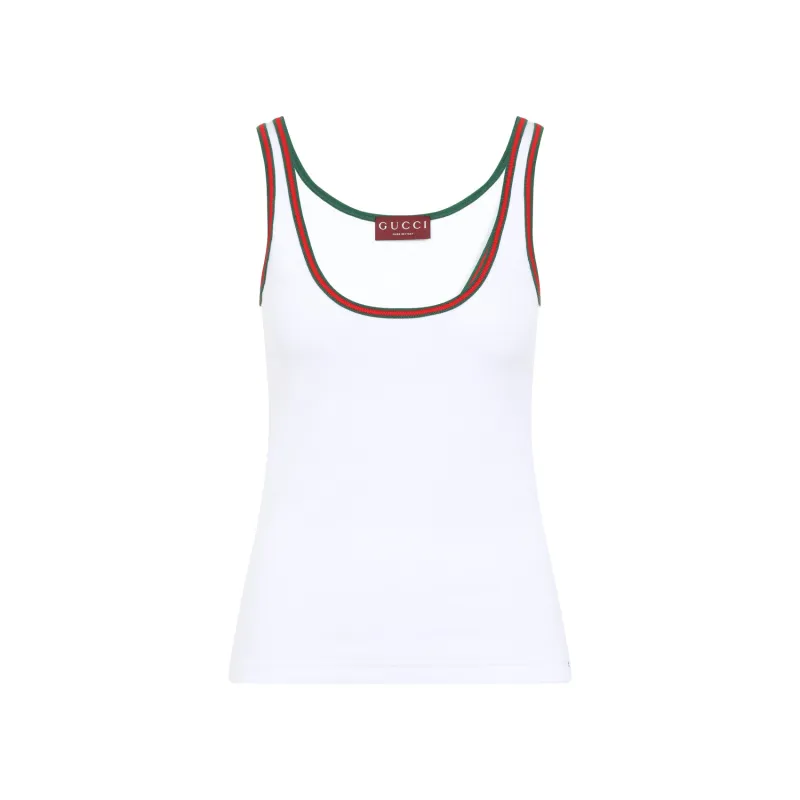 WHITE STRETCH COTTON TANK TOP sold by Lord & Taylor