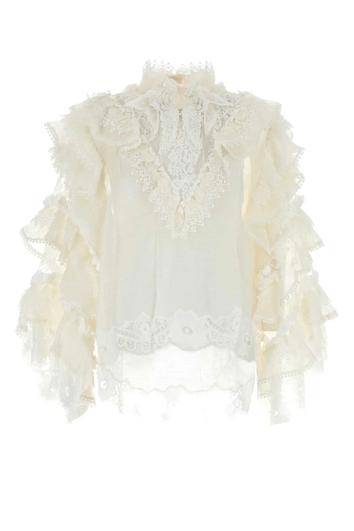 WHITE LINEN BLEND CRUSH BLOUSE sold by Lord & Taylor