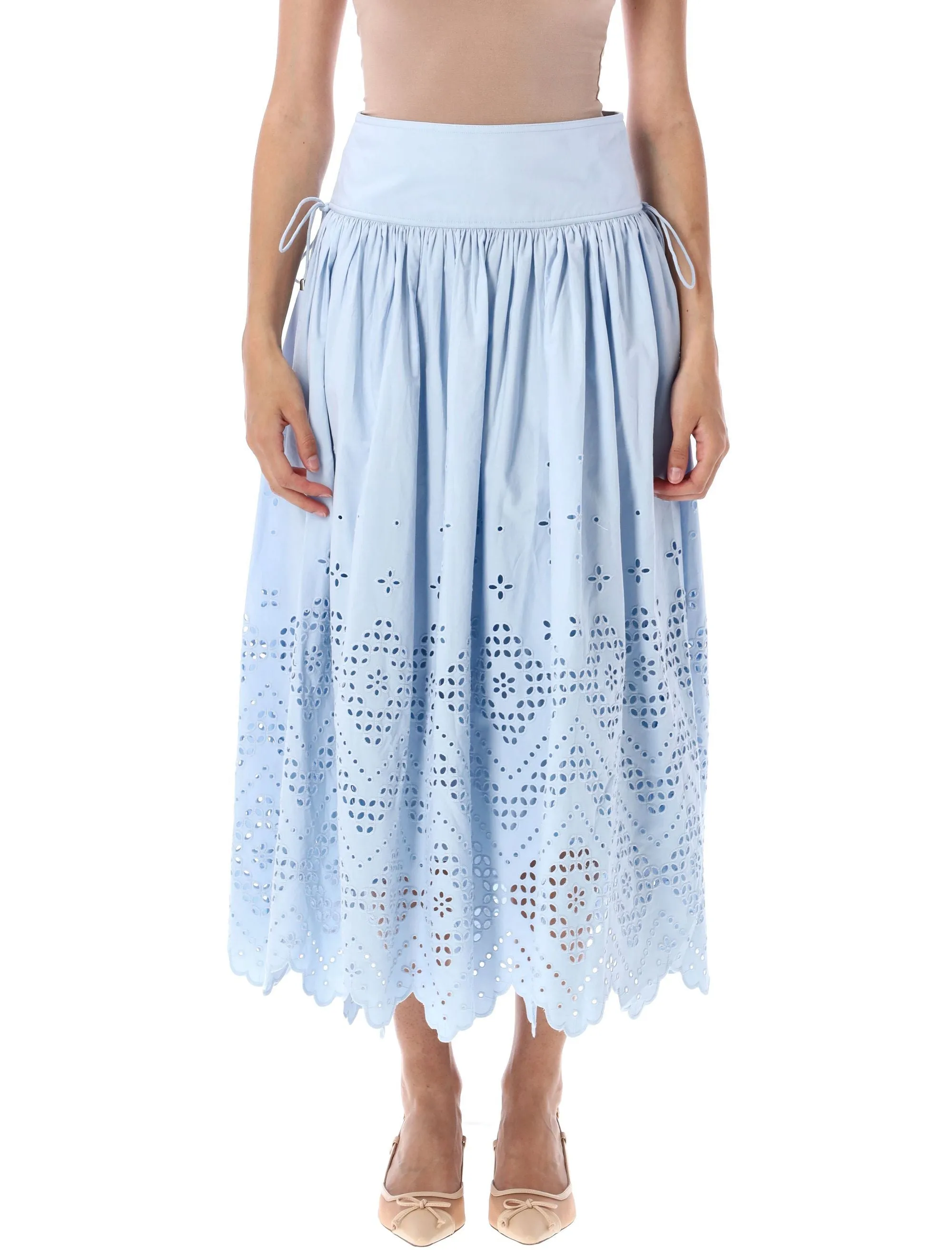 COTTON BRODERIE MIDI SKIRT sold by Lord & Taylor