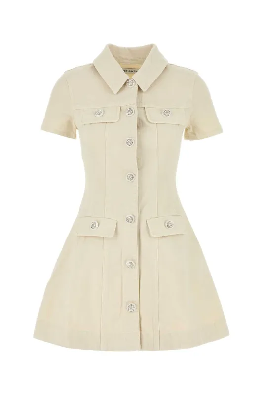 CREAM DENIM MINI DRESS made by Self-Portrait