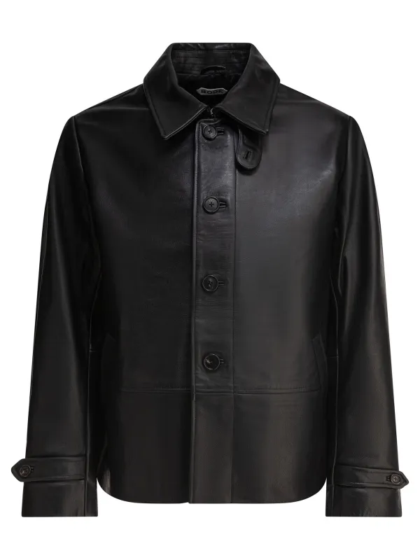 BLACK COW LEATHER JACKET sold by Lord & Taylor