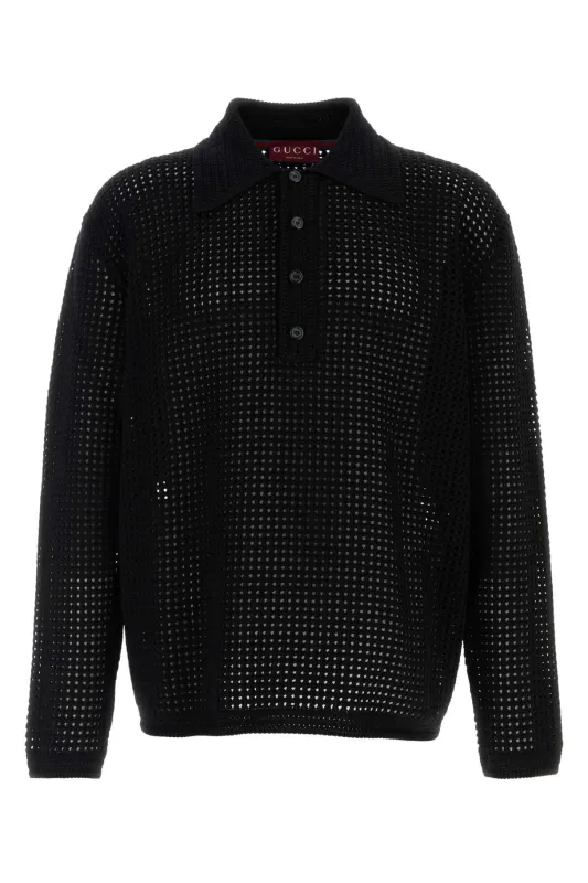 BLACK CROCHET POLO SHIRT sold by Lord & Taylor
