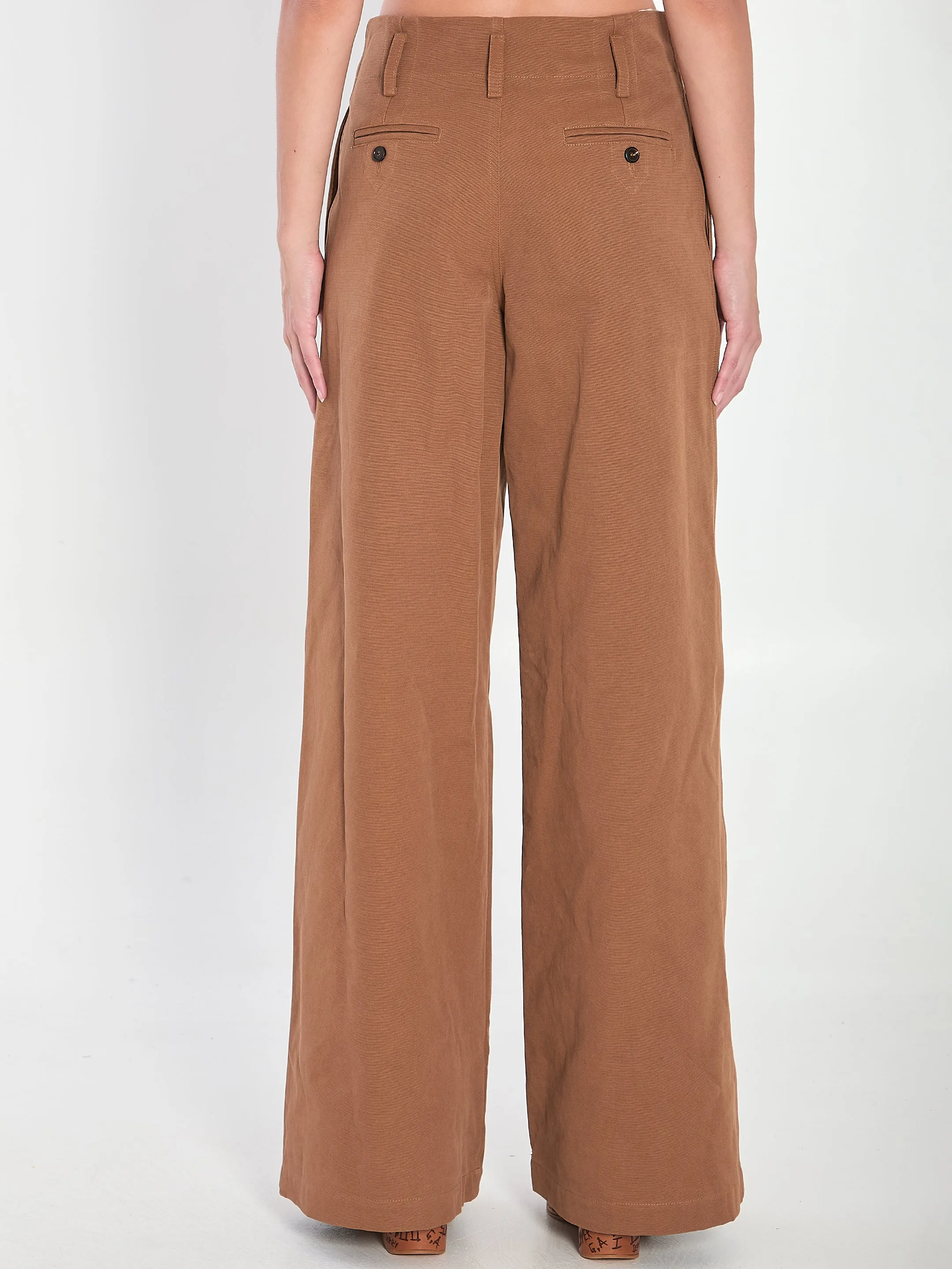 HIGH-RISE AND WIDE-LEG COTTON CANVAS TROUSERS sold by Lord & Taylor product image thumbnail 4