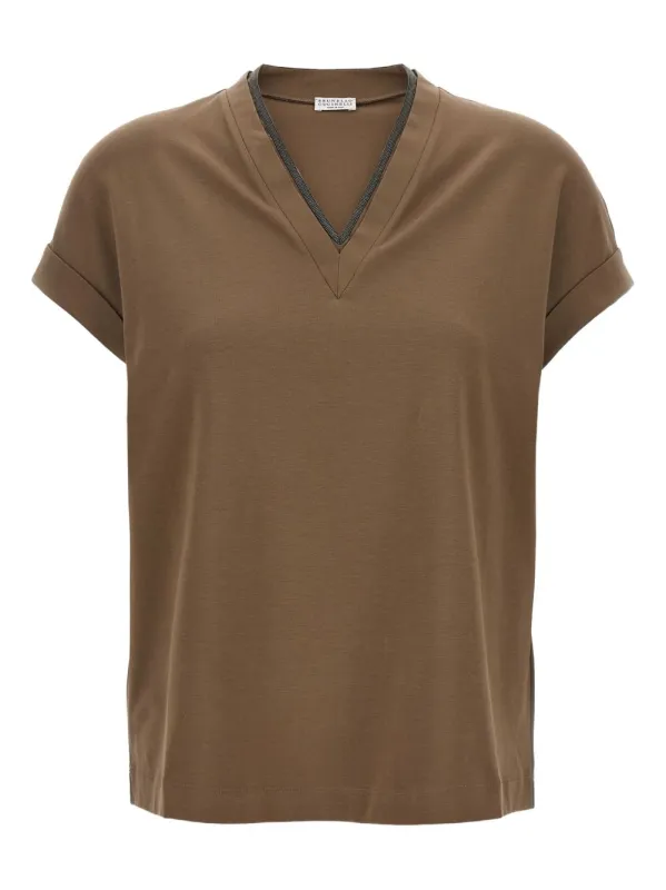 COTTON V-NECKED T-SHIRT made by Brunello Cucinelli
