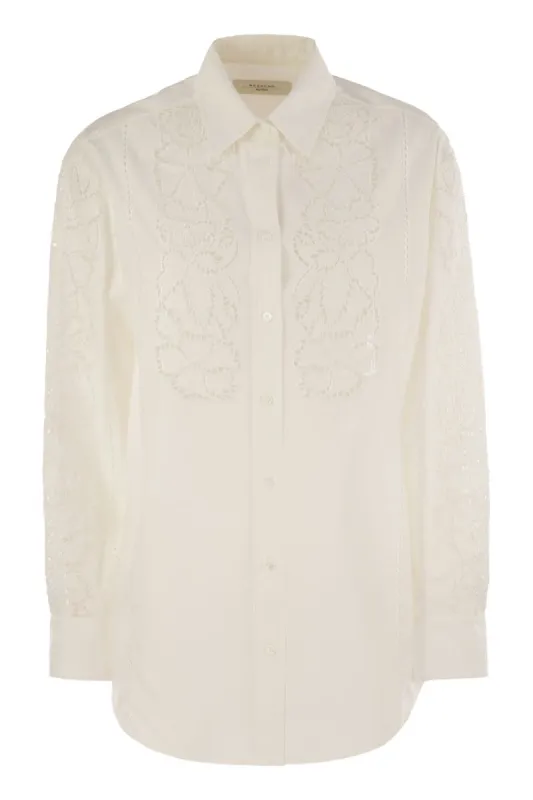 ELMI - EMBROIDERED SOFT POPLIN SHIRT sold by Lord & Taylor
