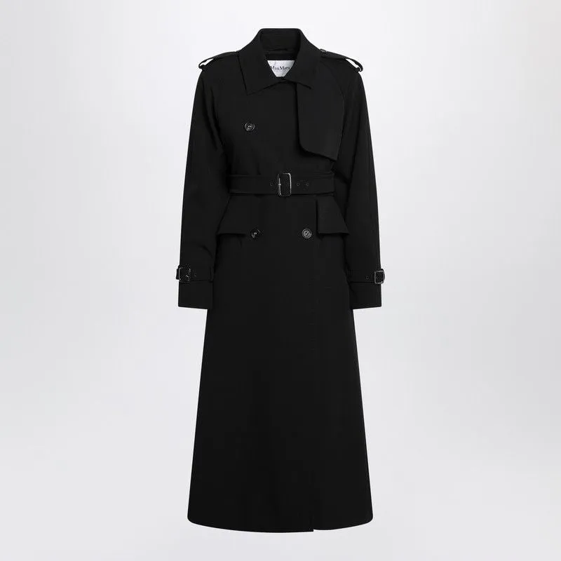 BLACK LONG TRENCH IN SABLE sold by Lord & Taylor