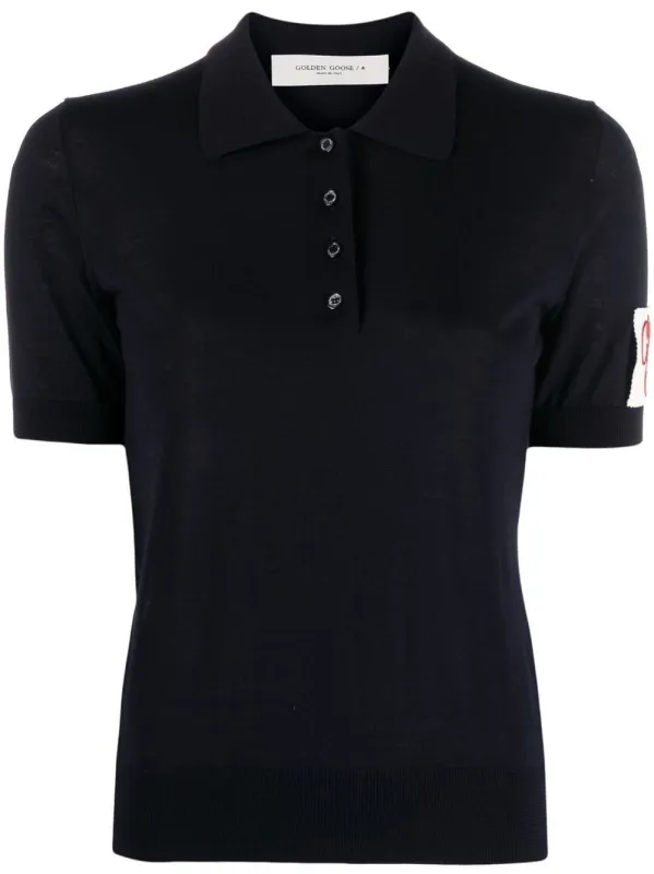 NAVY BLUE POLO IN VIRGIN WOOL made by Golden Goose