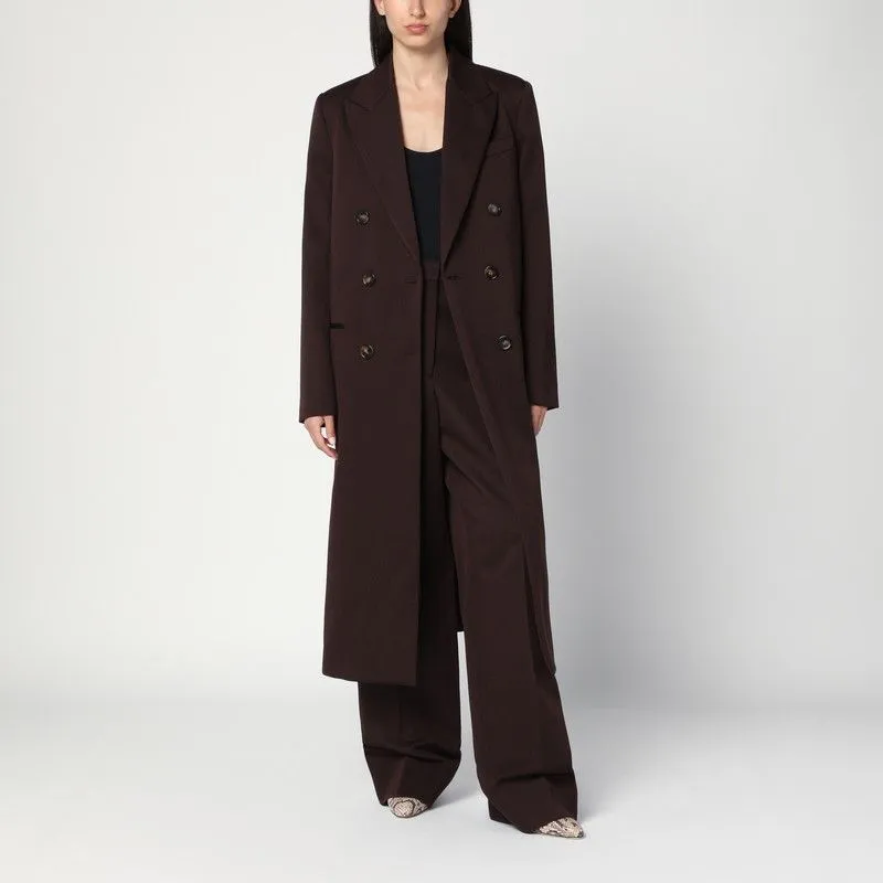 DOUBLE-BREASTED PLUM WOOL COAT sold by Lord & Taylor