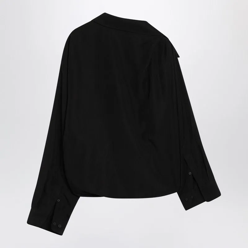 ONE-SHOULDER BLACK SHIRT IN POPLIN sold by Lord & Taylor