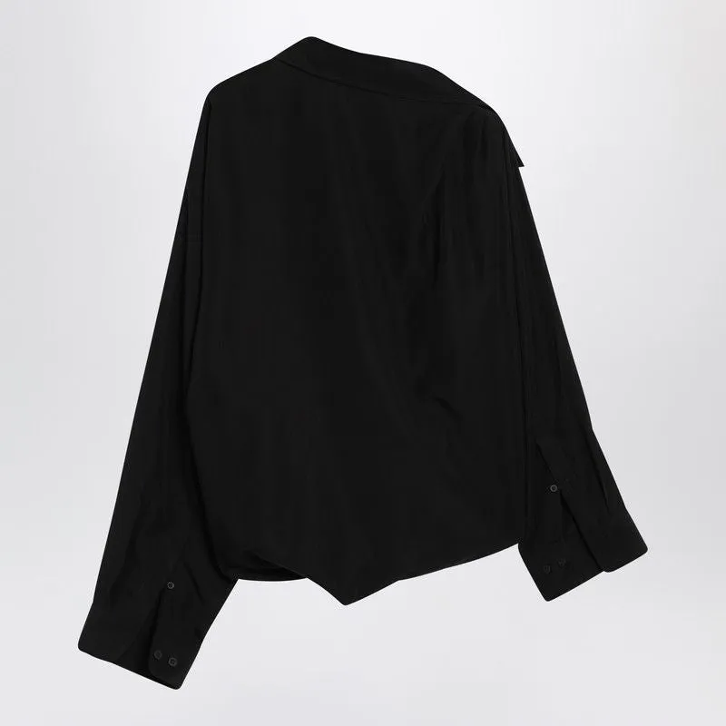 ONE-SHOULDER BLACK SHIRT IN POPLIN sold by Lord & Taylor product image thumbnail 2