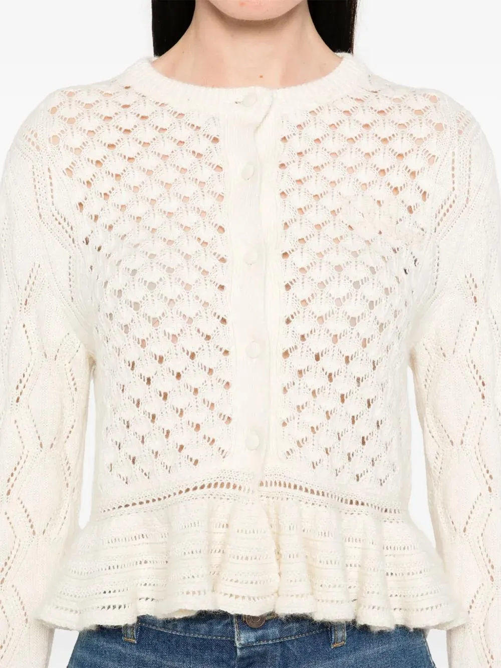 LATTE-COLORED CROCHET CARDIGAN IN COTTON BLEND sold by Lord & Taylor product image thumbnail 5