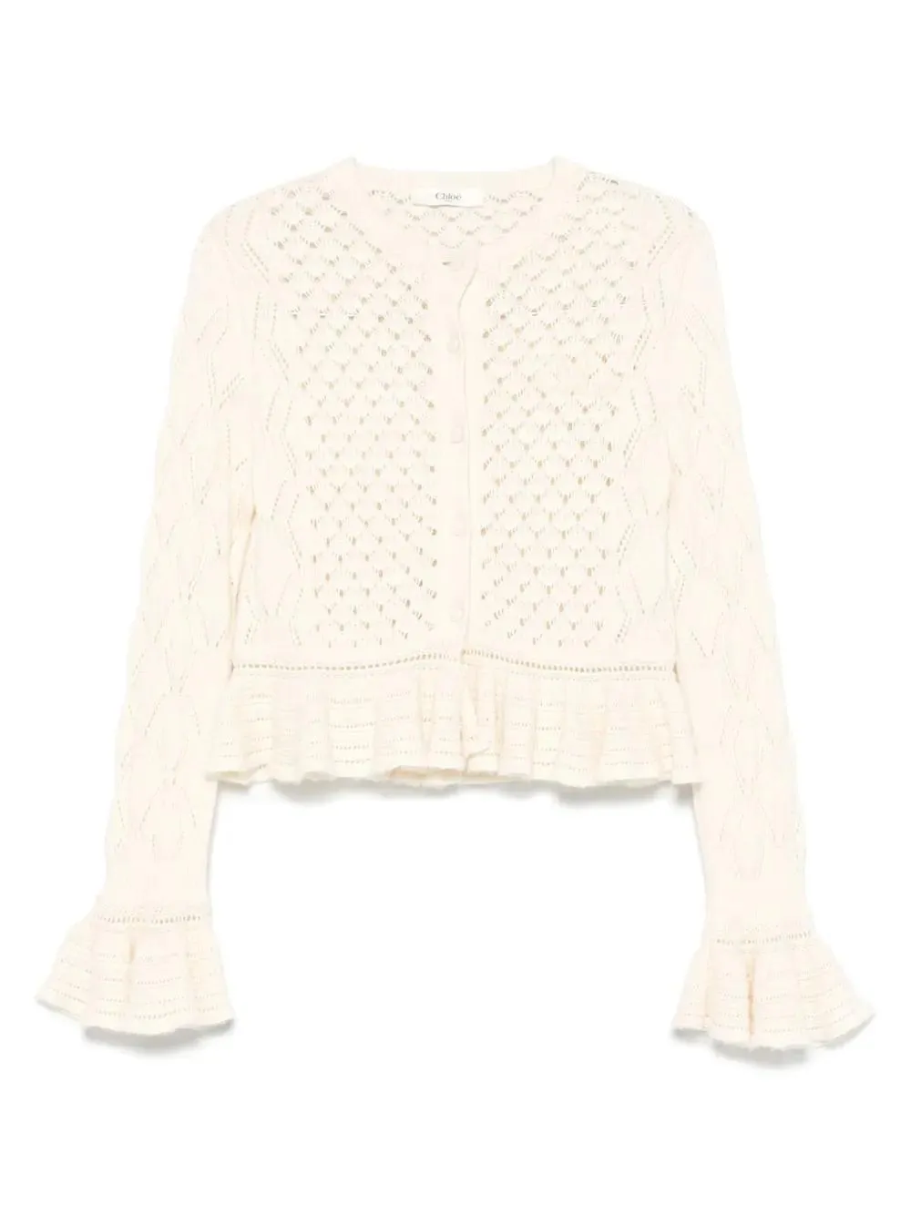 LATTE-COLORED CROCHET CARDIGAN IN COTTON BLEND sold by Lord & Taylor