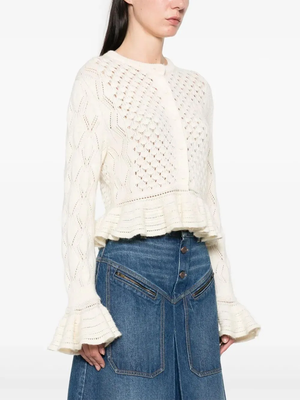 LATTE-COLORED CROCHET CARDIGAN IN COTTON BLEND sold by Lord & Taylor product image thumbnail 3