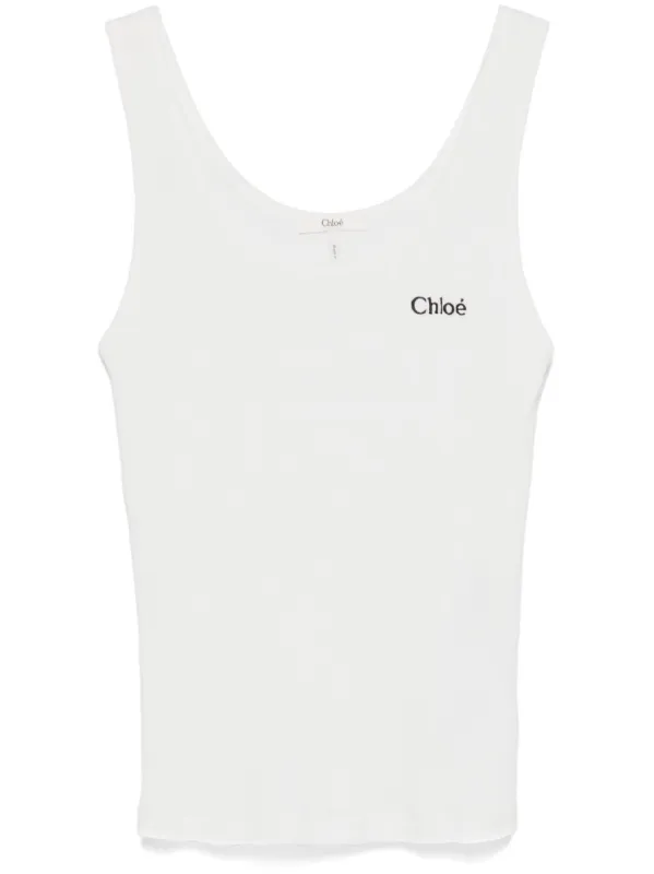 WHITE RIBBED TANK TOP WITH LOGO sold by Lord & Taylor