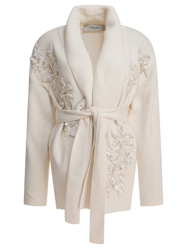 JOURNEY W'S BELTED KNIT CARDIGAN GENA PURE COTTON FLOWERS EMBROYDERED sold by Lord & Taylor