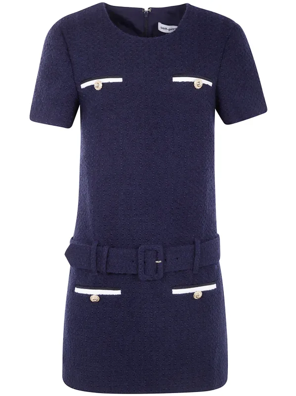 NAVY BLUE BOUCLE MINI DRESS sold by Lord & Taylor