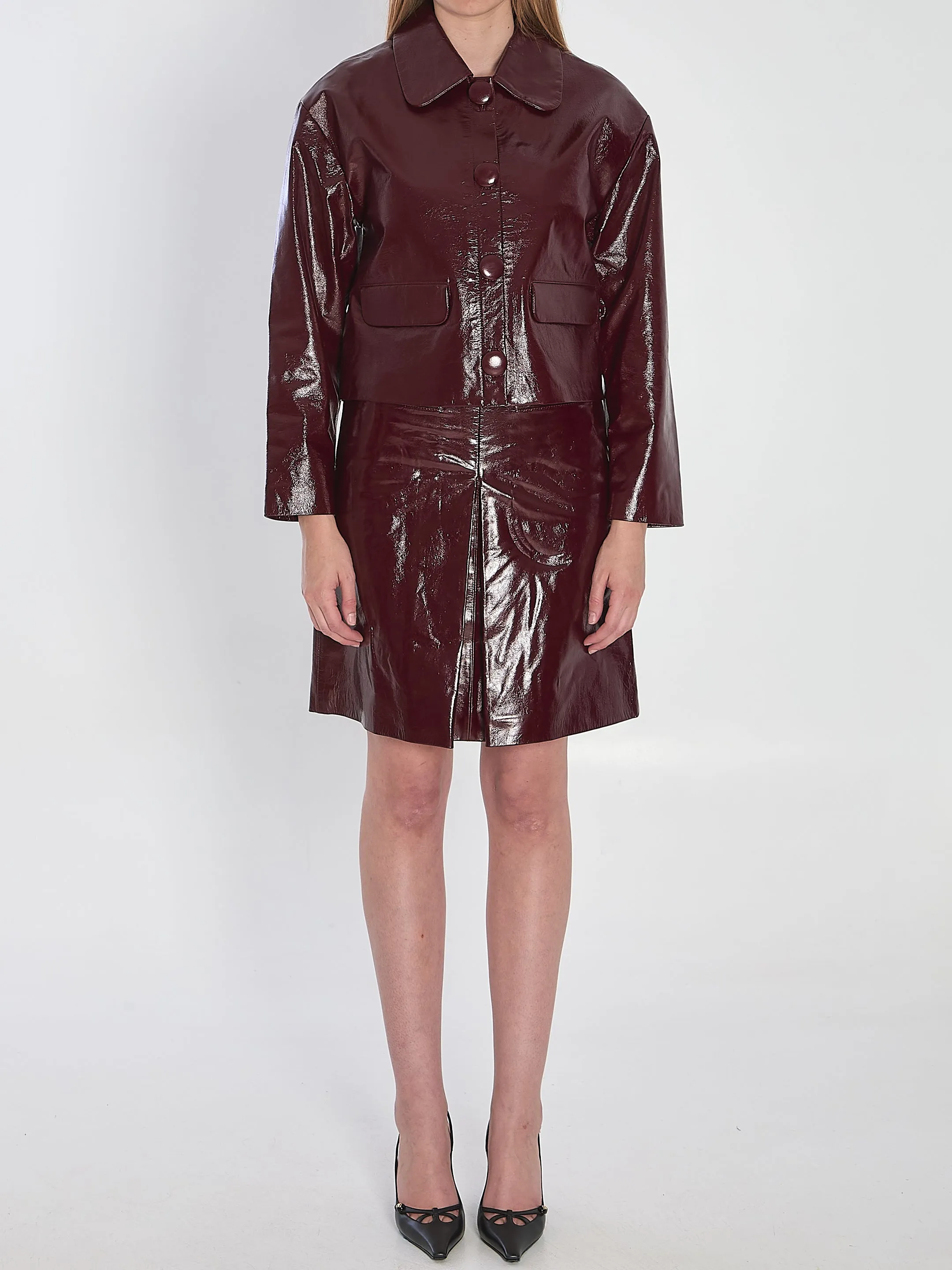 BORDEAUX LEATHER SKIRT sold by Lord & Taylor product image thumbnail 5