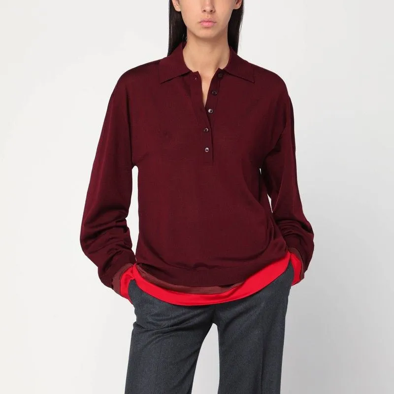 LAYERED BORDEAUX WOOL POLO sold by Lord & Taylor