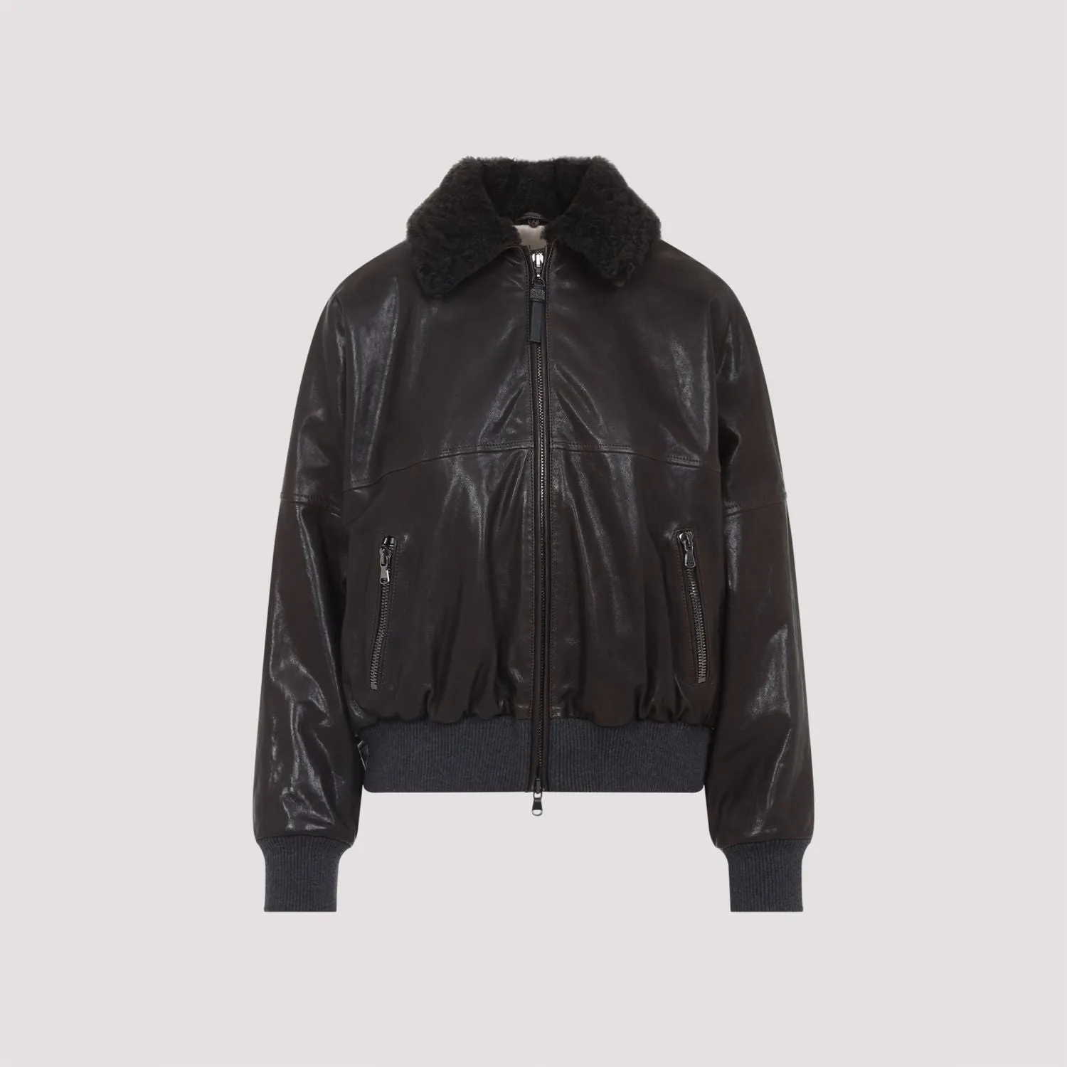 SHEARLING COLLAR LEATHER JACKET sold by Lord & Taylor product image thumbnail 3
