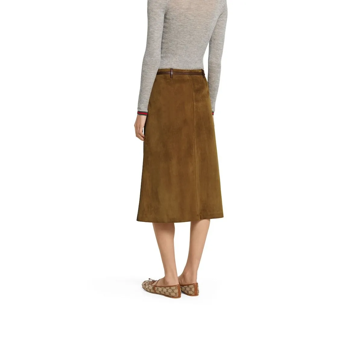 BROWN SUEDE SKIRT WITH HORSEBIT DETAIL sold by Lord & Taylor product image thumbnail 3