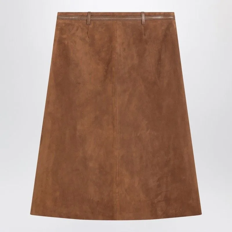 BROWN SUEDE SKIRT WITH HORSEBIT DETAIL sold by Lord & Taylor product image thumbnail 2